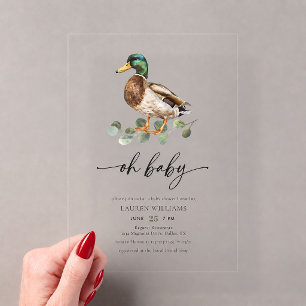 Watercolor Wilde Eend Baby Shower Acryl Uitnodigingen