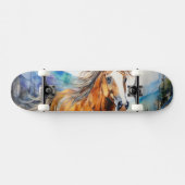 Watercolor Wilde Mustang Skateboard (Horizontaal)