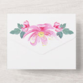 Watercolor Wilde Roze Rozen All-in-One Uitnodiging (Achterkant)