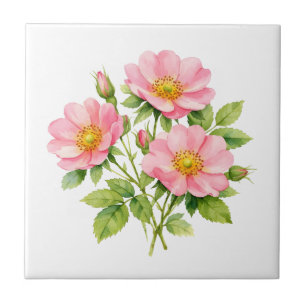 Watercolor wilde roze rozen tegeltje