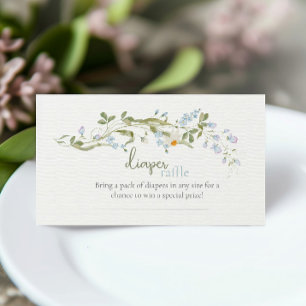 Watercolor Wildebloem Baby Shower Luier Raffle Informatiekaartje