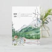 Watercolor Wildebloem Berg | Bewaar de Datum Save The Date (Staand voorkant)