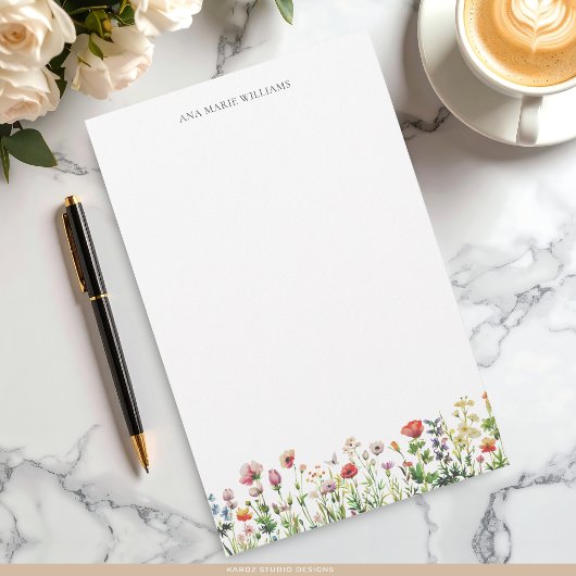 Watercolor Wildebloem Elegante Briefpapier