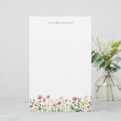Watercolor Wildebloem Elegante Briefpapier (Staand voorkant)