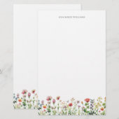 Watercolor Wildebloem Elegante Briefpapier (Voorkant / Achterkant)