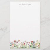 Watercolor Wildebloem Elegante Briefpapier (Voorkant)