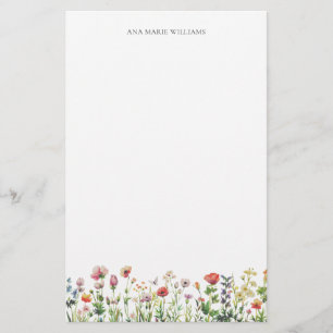 Watercolor Wildebloem Elegante Briefpapier