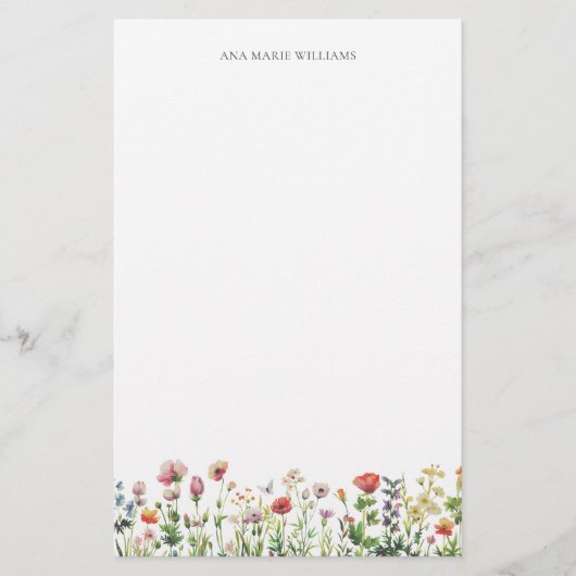 Watercolor Wildebloem Elegante Briefpapier (Voorkant)