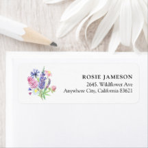 Watercolor Wildebloem Retouradres Label