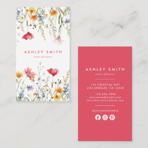 Watercolor Wildebloem Social Media Visitekaartje