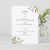 Watercolor Wildebloem | Trouwmenu met bloemen Kaart (Staand voorkant)