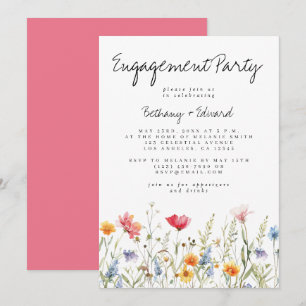 Watercolor Wildebloem Verloving Feest Kaart