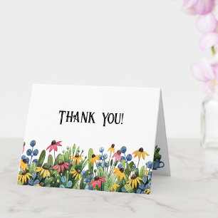 Watercolor Wildebloemen Bedankkaart Kaart