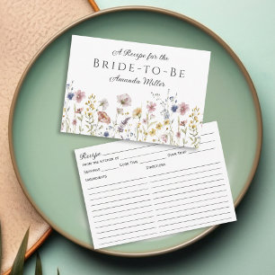 Watercolor Wildebloemen Bruiloft Recept Kaart