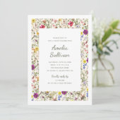 Watercolor Wildebloemen Feest Uitnodiging (Staand voorkant)