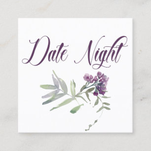 Watercolor Wildebloemen Lavendel Date Night Kaart Vierkante Visitekaartje