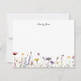 Watercolor Wildebloemen Persoonlijke Platte Bedank Bedankkaart