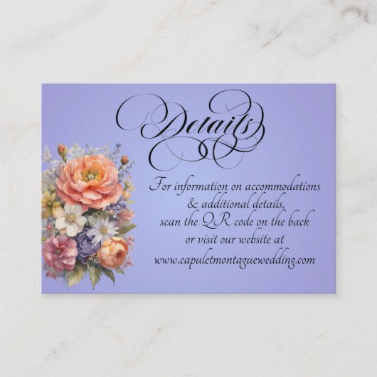 Watercolor Wildebloemen, QR Code - Hemelblauw Informatiekaartje (Voorkant)