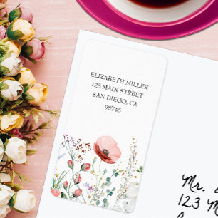 Watercolor Wildebloemen Retouradres Etiket