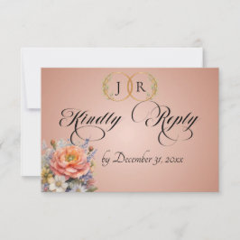 Watercolor Wildebloemen - Roze Goud RSVP Kaartje