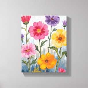 Watercolor Wildebloemen Schilderij van Bloemenve Canvas Afdruk