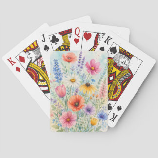 Watercolor Wildebloemen Speelkaarten