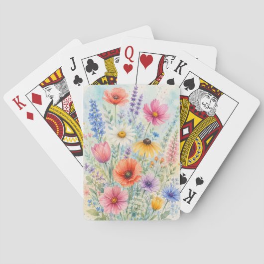Watercolor Wildebloemen Speelkaarten (Achterkant)