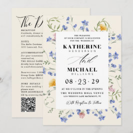 Watercolor Wildebloemen Weide Details RSVP Trouwen Kaart