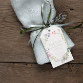 Watercolor Wildebloemenkrans Cadeaulabel