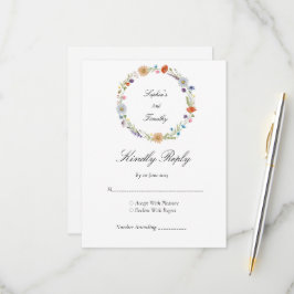 Watercolor Wildebloemenkrans RSVP Kaartje