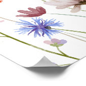 Watercolor Wildebloemenwei Baby Geboorte Statistie Poster (Hoek)