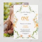 Watercolor Wildflower 1st Birthday Mauve Girl  Kaart (Voorkant / Achterkant)