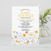 watercolor wildflower baby shower invitation kaart (Staand voorkant)