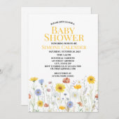 watercolor wildflower baby shower invitation kaart (Voorkant / Achterkant)
