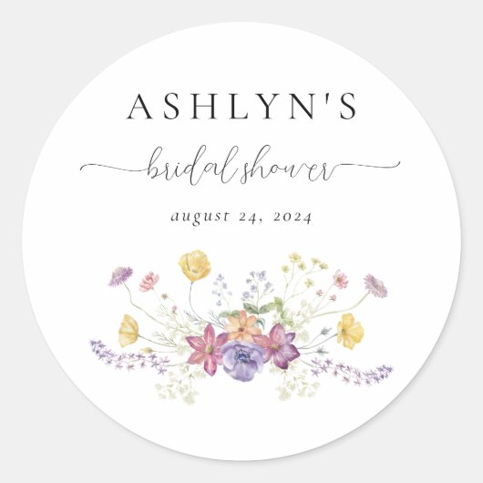 Watercolor Wildflower Bruids Bruiloft Sticker (Voorkant)