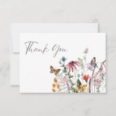 Watercolor Wildflower Butterfly Modern Wedding Bedankkaart (Voorkant)
