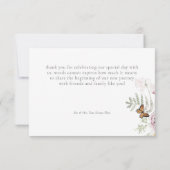 Watercolor Wildflower Butterfly Modern Wedding Bedankkaart (Achterkant)