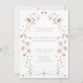 Watercolor Wildflower Butterfly Modern Wedding Kaart (Voorkant)