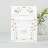 Watercolor Wildflower Butterfly Modern Wedding Kaart (Staand voorkant)