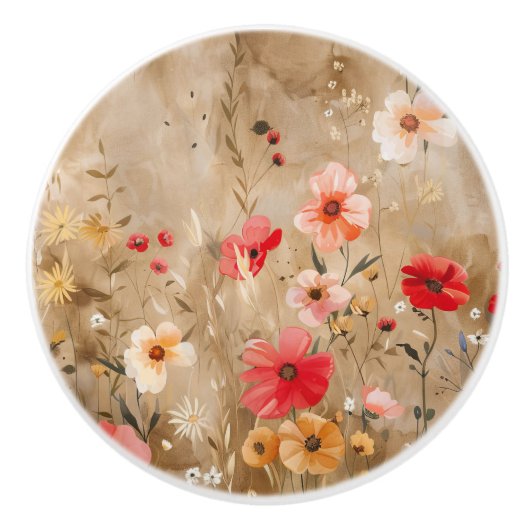 Watercolor Wildflower Ceramic Knob Keramische Knop (Voorkant)