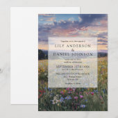 Watercolor Wildflower Floral Meadow Wedding Kaart (Voorkant / Achterkant)