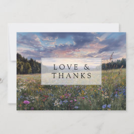 Watercolor Wildflower Floral Meadow Wedding Photo Bedankkaart