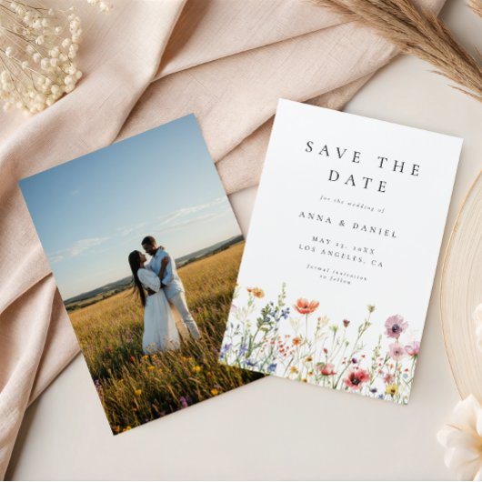 Watercolor Wildflower Garden Photo Wedding Save The Date