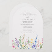 Watercolor Wildflower Garden Wedding  Kaart (Voorkant / Achterkant)