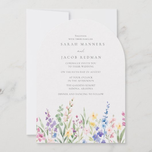 Watercolor Wildflower Garden Wedding  Kaart (Voorkant)