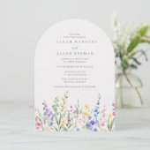Watercolor Wildflower Garden Wedding  Kaart (Staand voorkant)