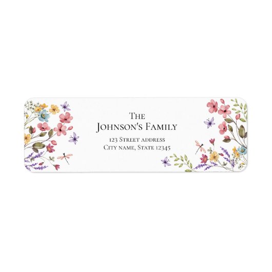 Watercolor Wildflower Girl 1st Birthday Etiket (Voorkant)