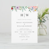 Watercolor Wildflower Illustration Wedding Kaart (Staand voorkant)