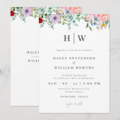 Watercolor Wildflower Illustration Wedding Kaart (Voorkant / Achterkant)