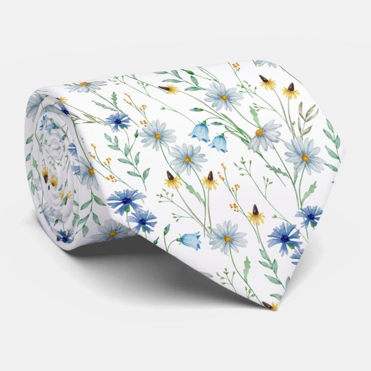 Watercolor Wildflower Meadow Floral Pattern Stropdas (Opgerold)
